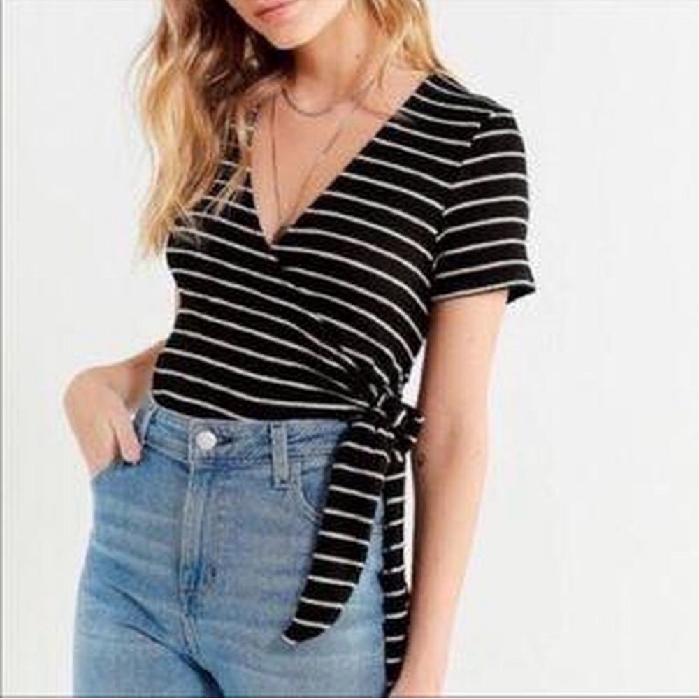 Urban Outfitters Black and White Striped Crop Top
